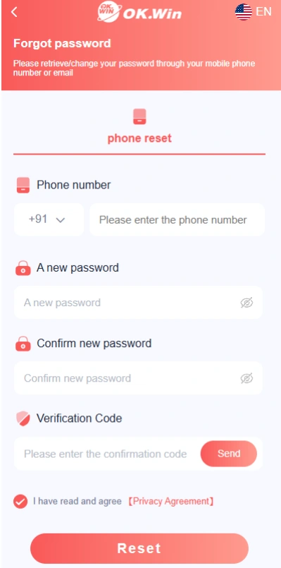 OK Win Recover Password